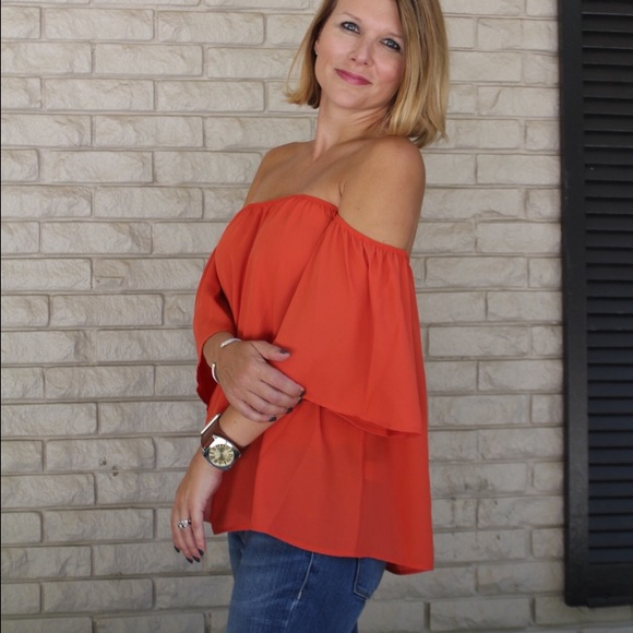 Orange off the shoulder top
