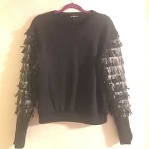 Fringe sleeve sweatshirt