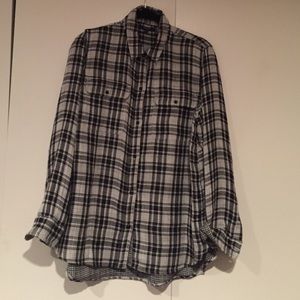 Long Sleeved Black and White Button Down Shirt