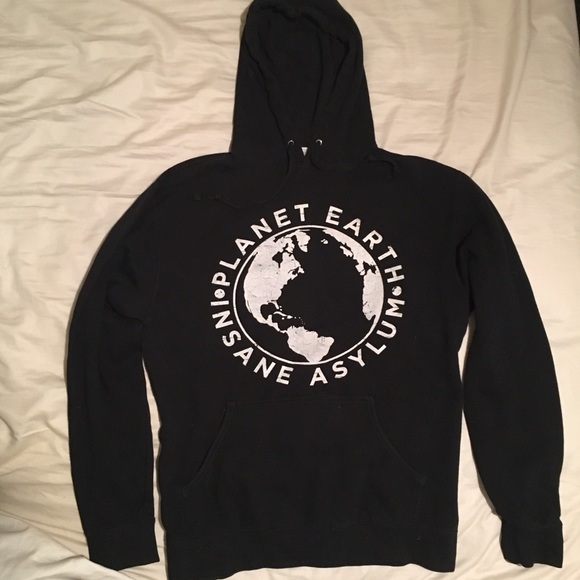 Planet earth insane asylum black hoodie