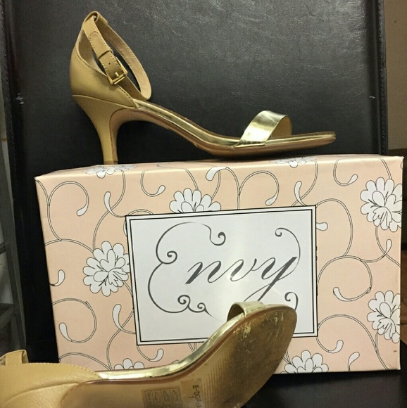Gold small  heel night out sandals