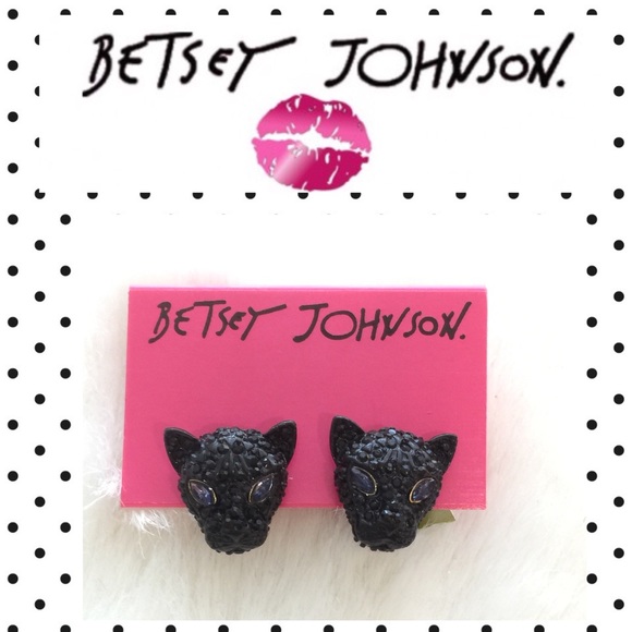 Betsey Johnson Jewelry - Betsey Johnson Black Panther Earrings