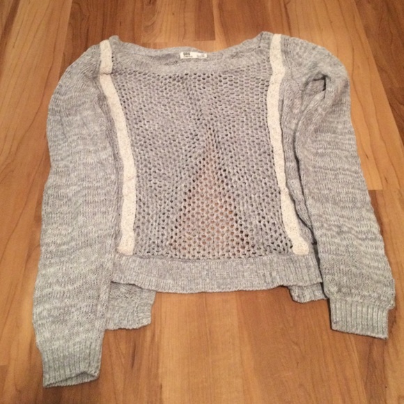 Grey and white knitted sweater