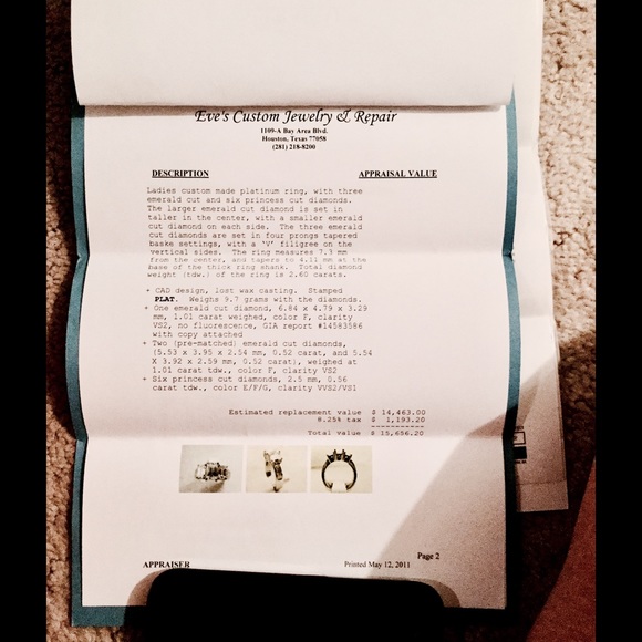 Platinum Diamond ring w/ band - Picture 2 of 4