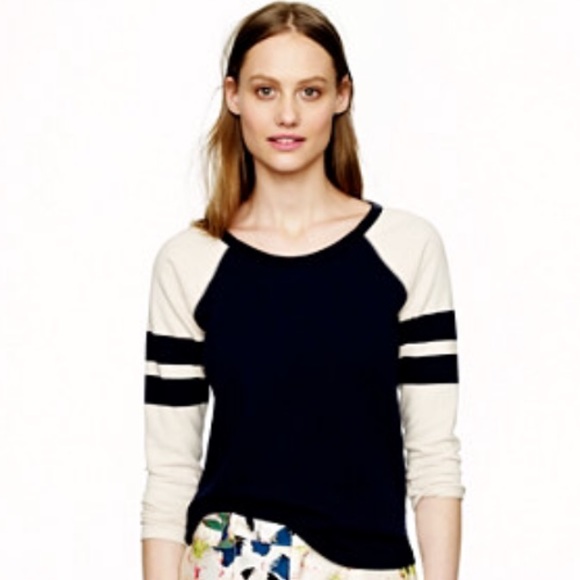 SOLD!!! J. Crew Stripe-sleeve Sweatshirt - Picture 1 of 4
