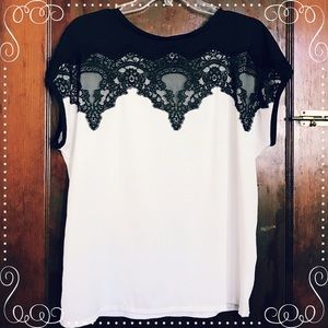 Lauren Conrard Black and White Top