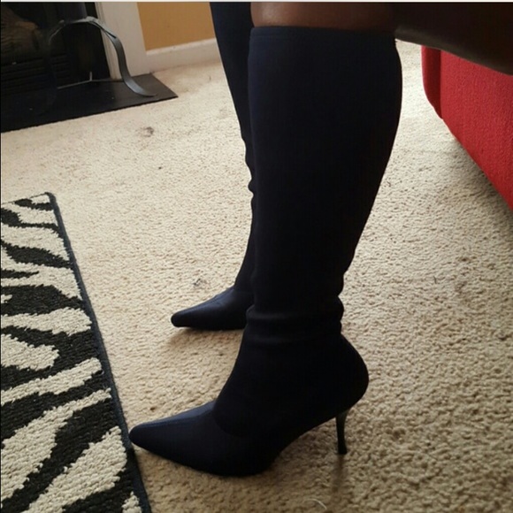 Navy blue stretch boots