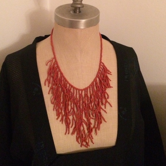 Seed bead "coral" necklace.