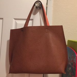 Street Level Tote- cognac/coral