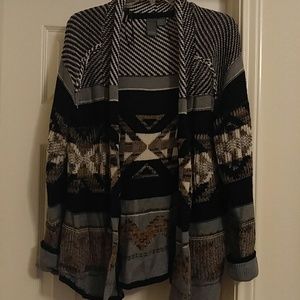 Francescas size large Aztec print open sweater