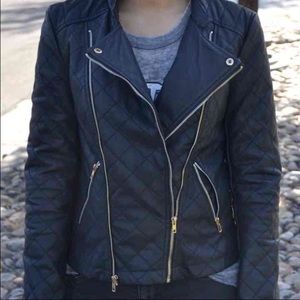 Faux leather moto jacket