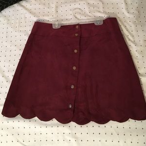 Maroon button up skirt