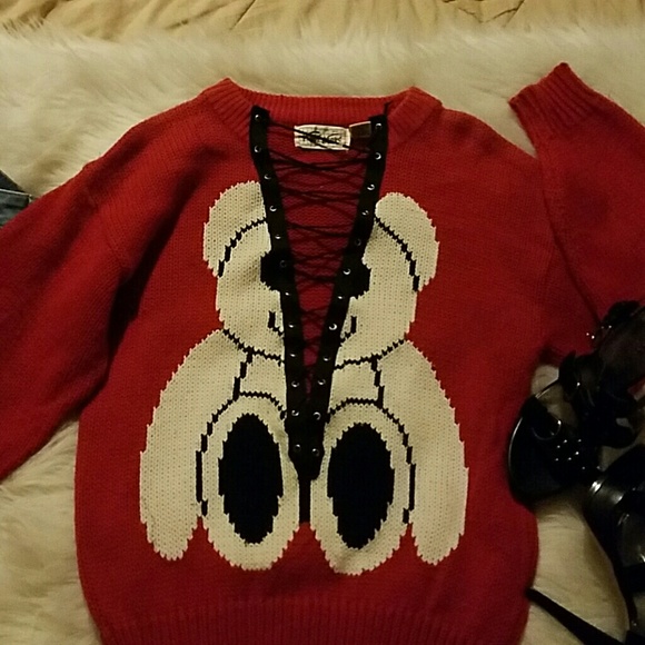 Vintage Knit Lace Up Sweater