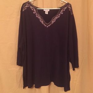 Avenue Dark Blue V-Neck Shirt 26/28