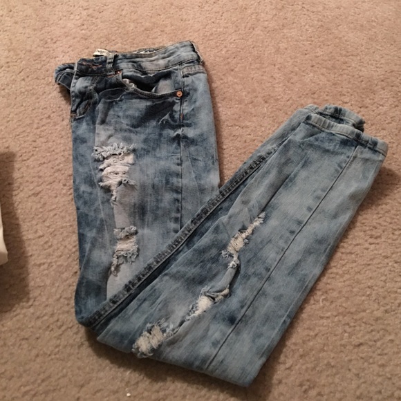 Ripped blue jeans