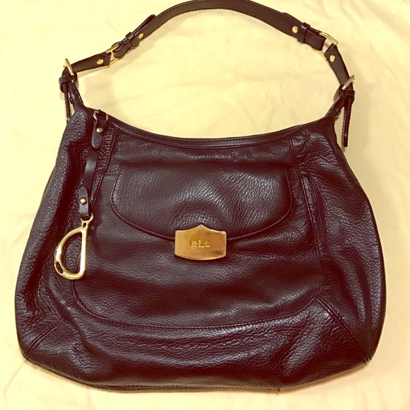 Ralph Lauren Black Leather Purse Gold Hardware