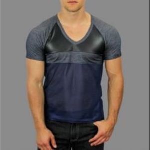Leather Mesh Top