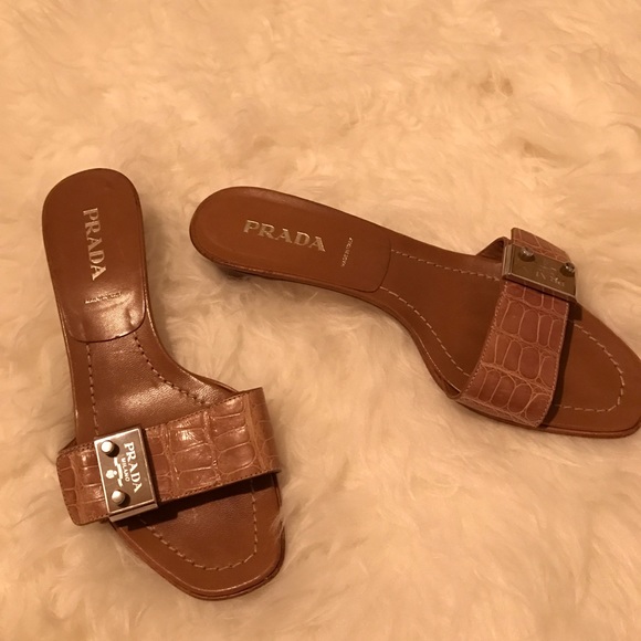 Women's Tan Prada Sandals