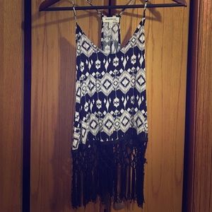 Fringe Swoop Neck Tank Top