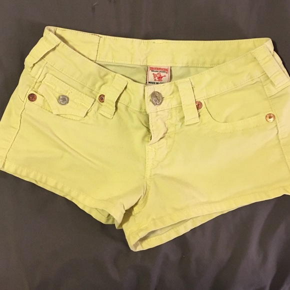 yellow true religion shorts