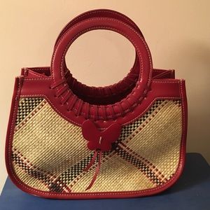 Etienne Aigner Multicolored Straw & Leather Bag