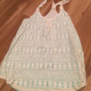 Blue and White, lace tank top