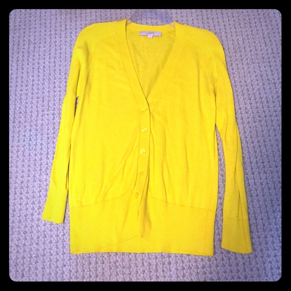 Bright yellow cardigan