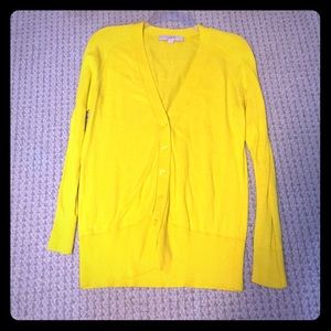 Bright yellow cardigan