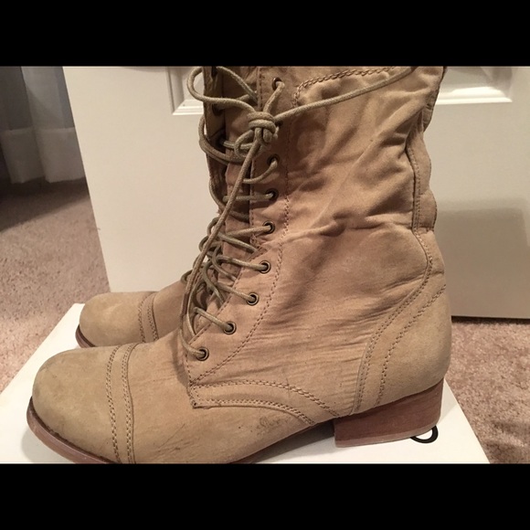 Nude combat boots