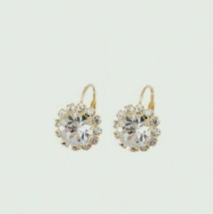 Whit Crystal & Gold round - cut drop Earrings New