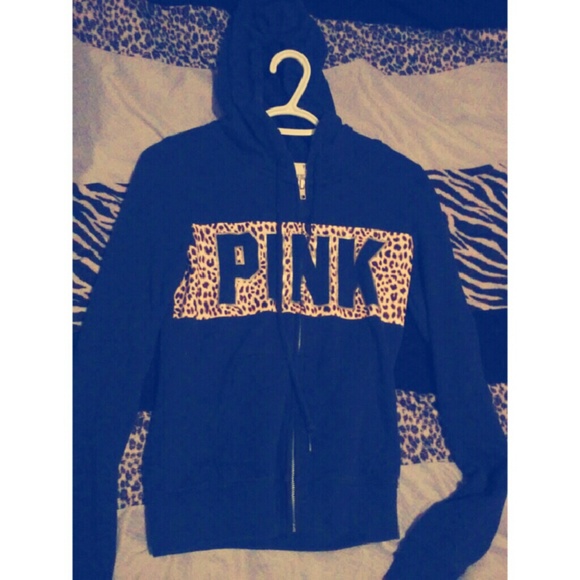 Navy blue and leopard full zip