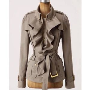 Anthropologie Elevenses Femme Ruffle Trench Jacket