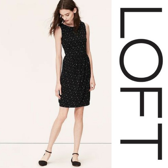 Black "cosmic dot" print tulip dress - LOFT