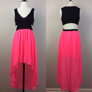 NWT Bebe black and neon pink cut out dress NWT Bebe black and neon pink cut out dress