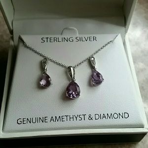 Amethyst and diamond necklace and earrings
