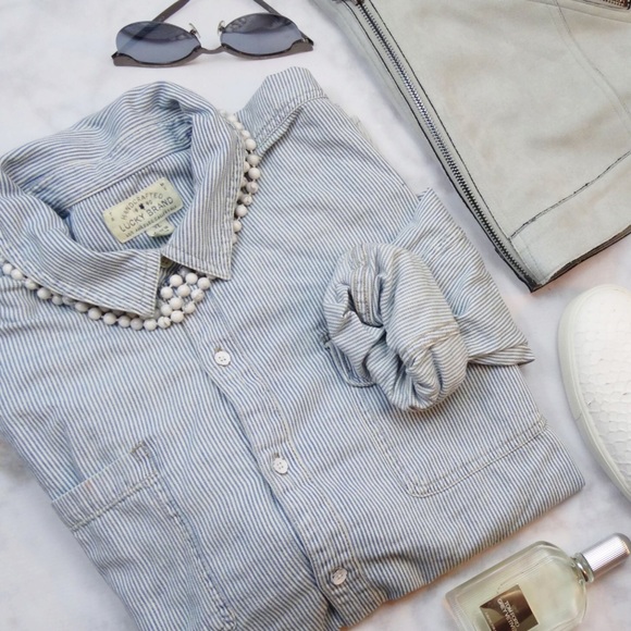 Lucky Brand Tops - Railroad Stripe Denim Button Down Shirt