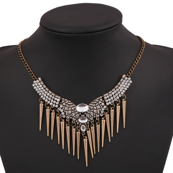Rhinestones & Rivets Hot Punk Statement Necklace - Picture 2 of 4