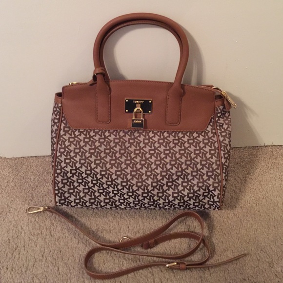 Final♥️DKNY brown heritage saffiano Canvas tote - Picture 2 of 4