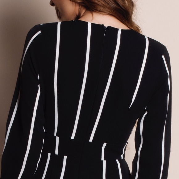 1HRSALE "Homage" Striped Long Sleeve Maxi Romper - Picture 4 of 4