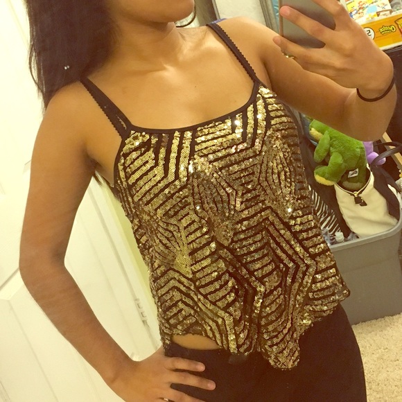Gold Sequin Crop Top