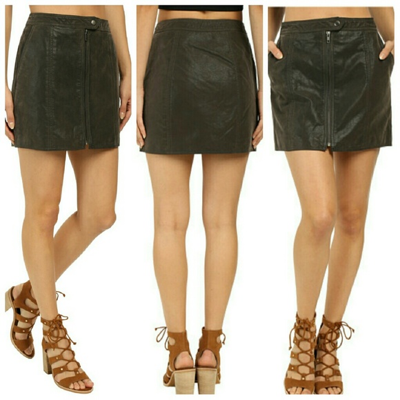 Free People Distressed Zip Front Faux Leather Mini - Picture 2 of 4