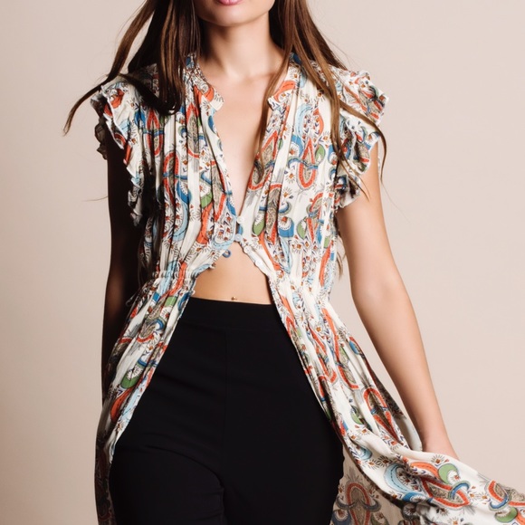 "Muse" Printed Button Down Maxi Top - Picture 3 of 4