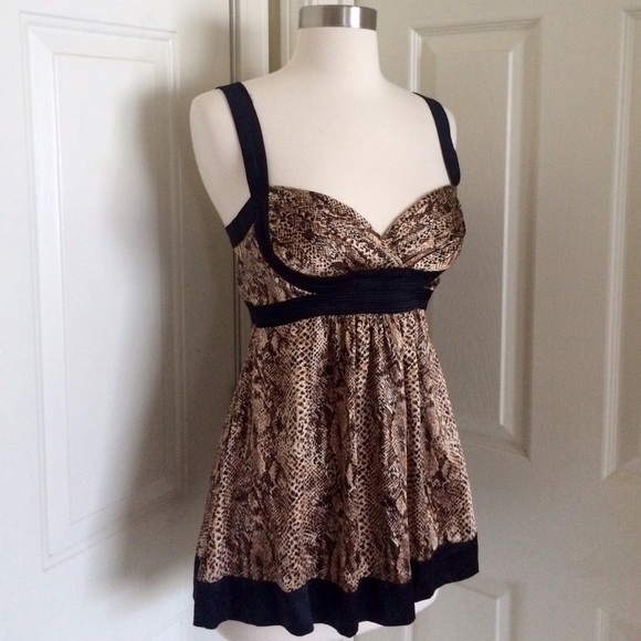 Bebe Silk Leopard Print Top - Picture 2 of 4