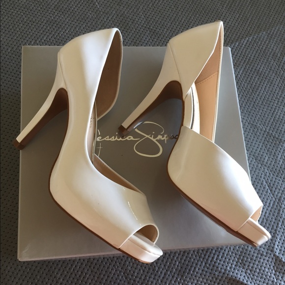 Jessica Simpson white patent shoes