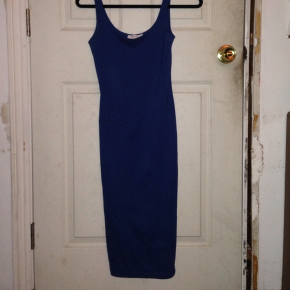 Blue calf length dress