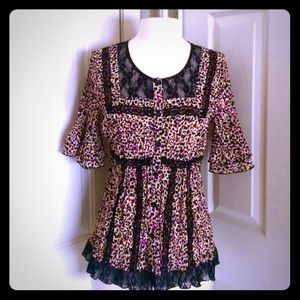 Colorful Vintage Style Button Down Blouse