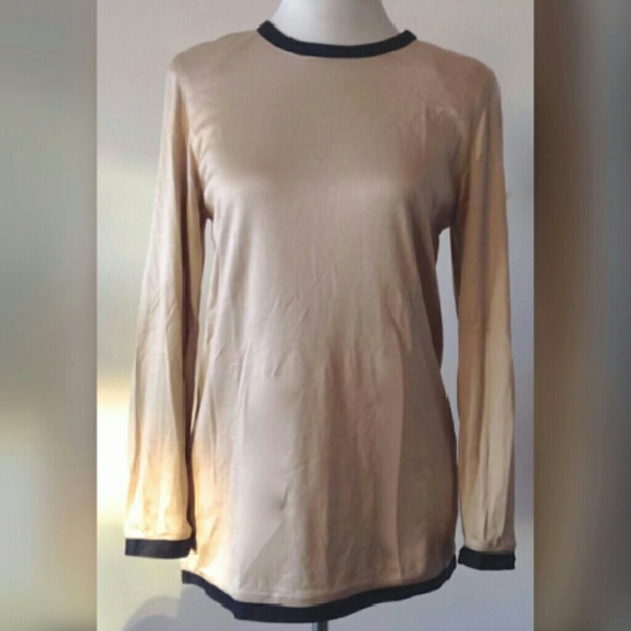 100% silk knit long sleeve top