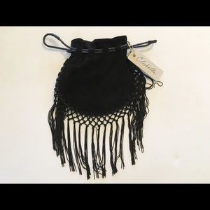 Cleobella black suede fringe purse
