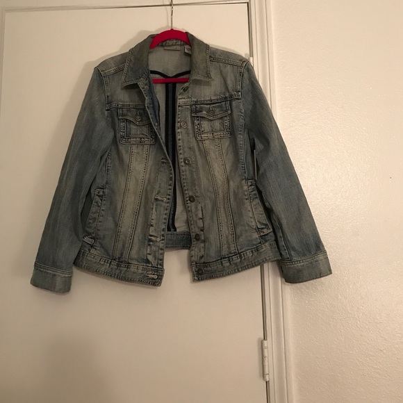 Chico's Platinum Distressed Jean Jacket