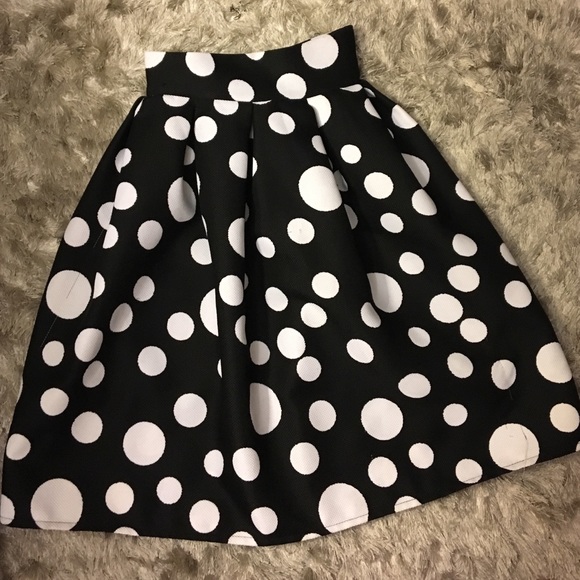 Polka Dot A Line Midi Skirt